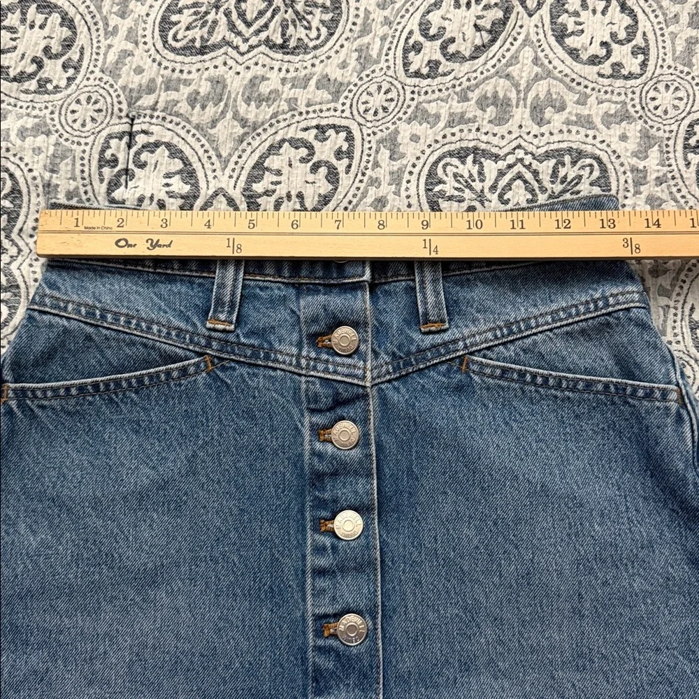 Madewell Denim Button Front‎ A Line Mini Skirt Medium Wash Womens Size 28